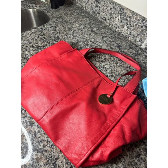 Antonio Melanie Red Leather Tote Purse Handbag Satchel - Picture 2 of 5